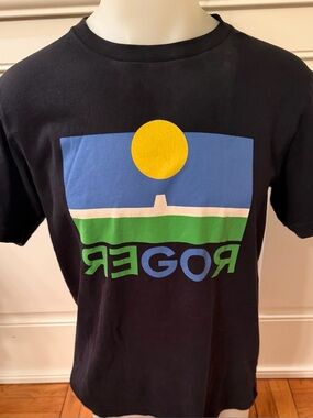 UNIQLO Roger Federer T-Shirt Men’s M Graphic GO ROGER Tennis Ball Court Black